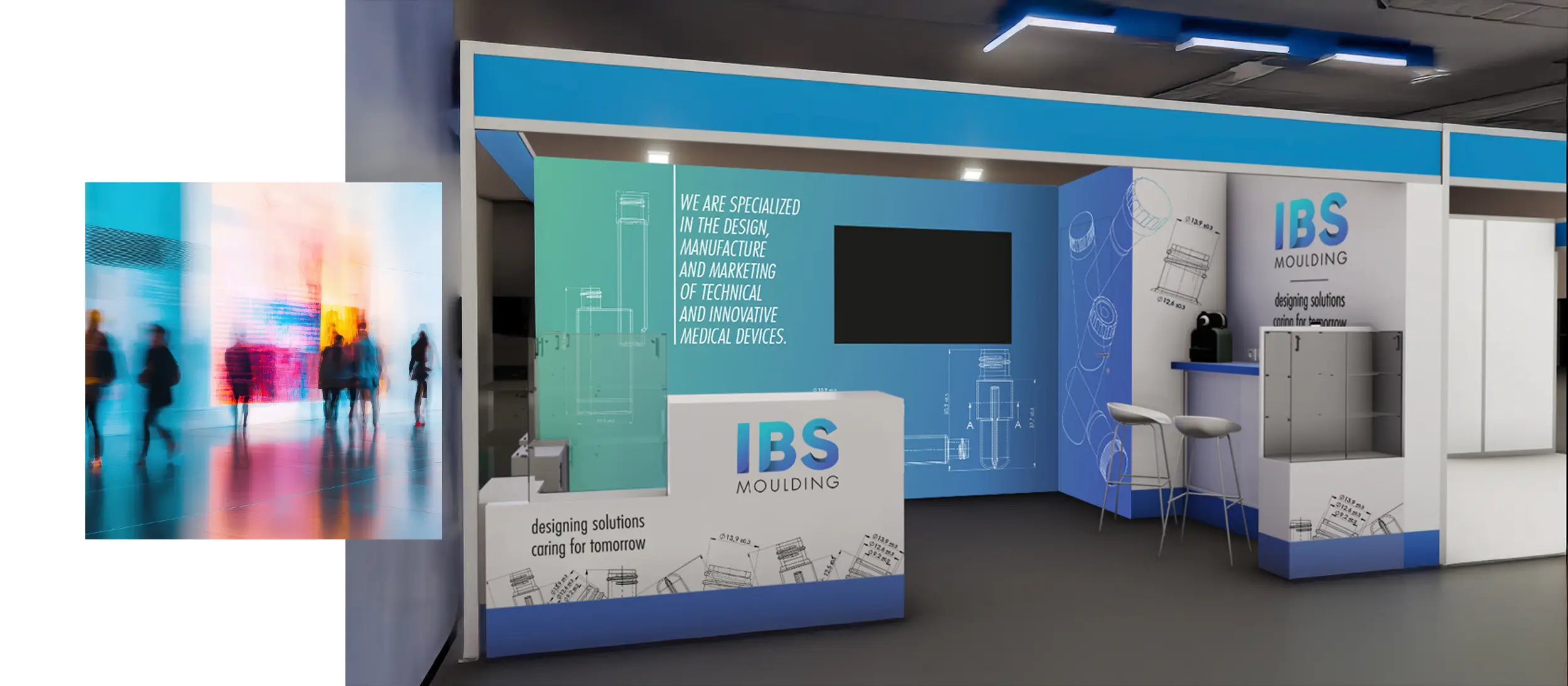 progettazione stand, IBS Moulding, graphic design